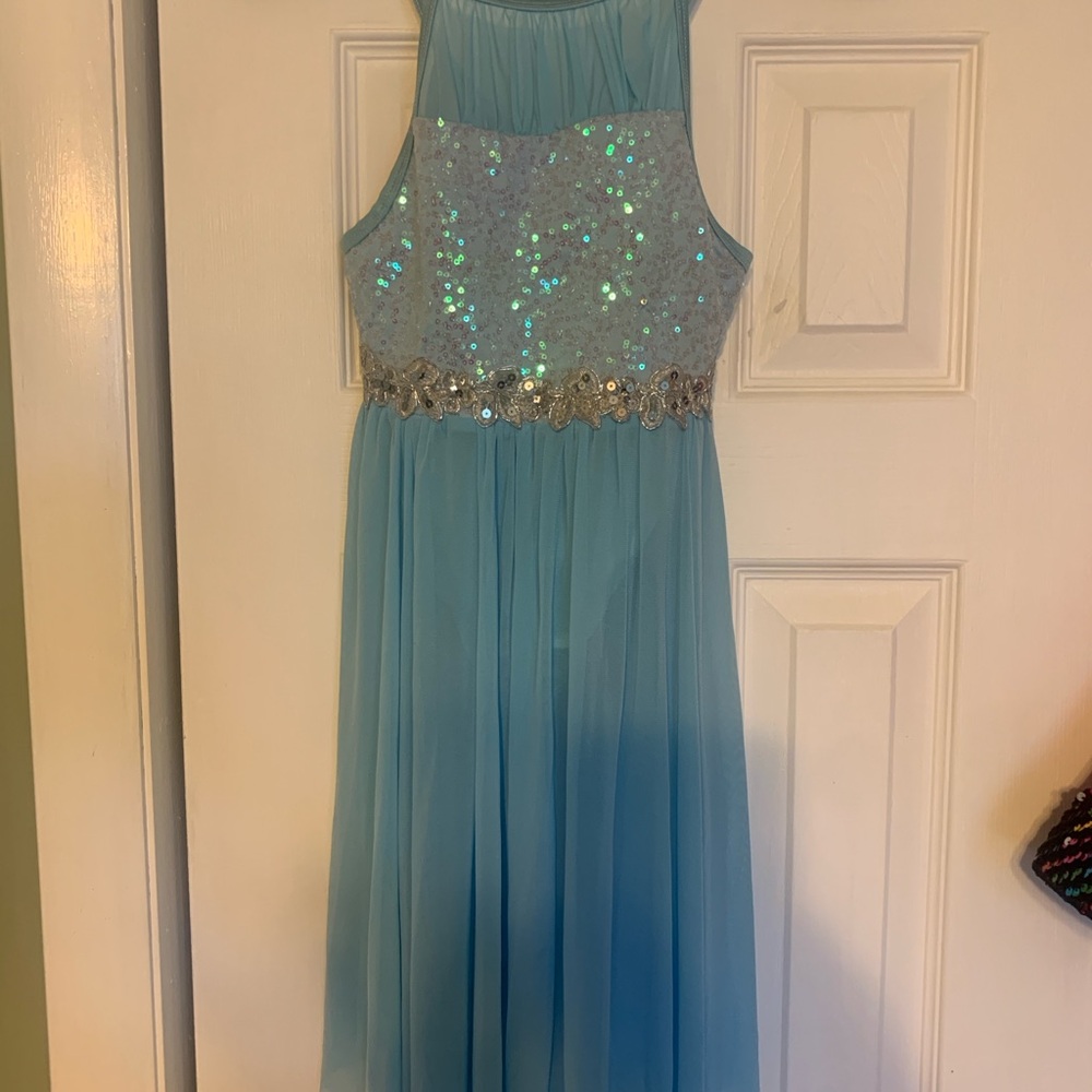 Elegant Blue Sequin Kids Dress